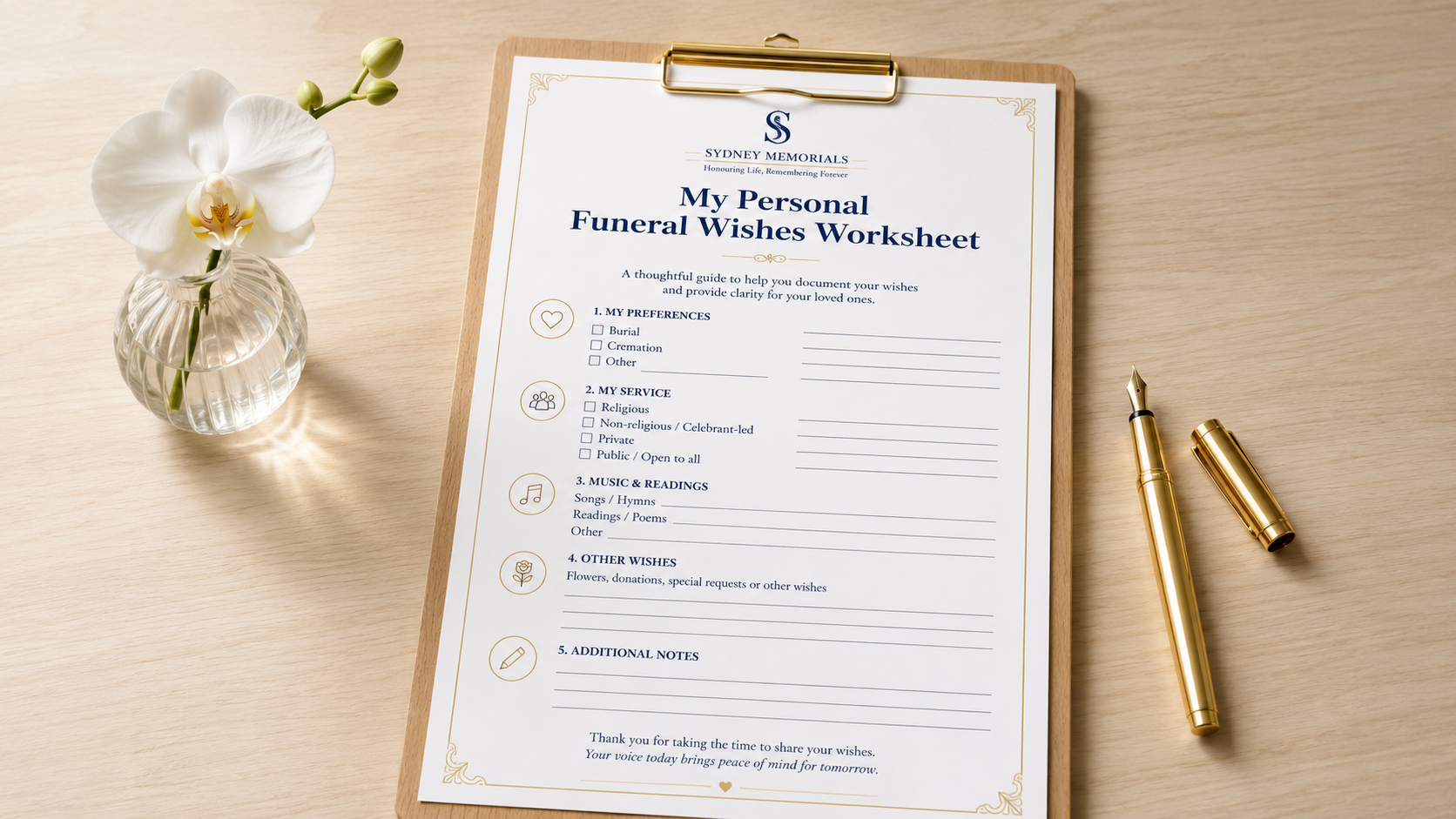 The Gift of Certainty: Why You Should Complete a Funeral Wishes Worksheet